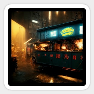 Ramen Truck - Cyberpunk Cityscapes Sticker